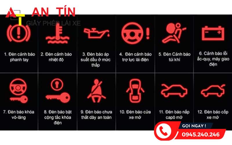 Đèn cảnh báo ô tô màu đỏ (1-12)