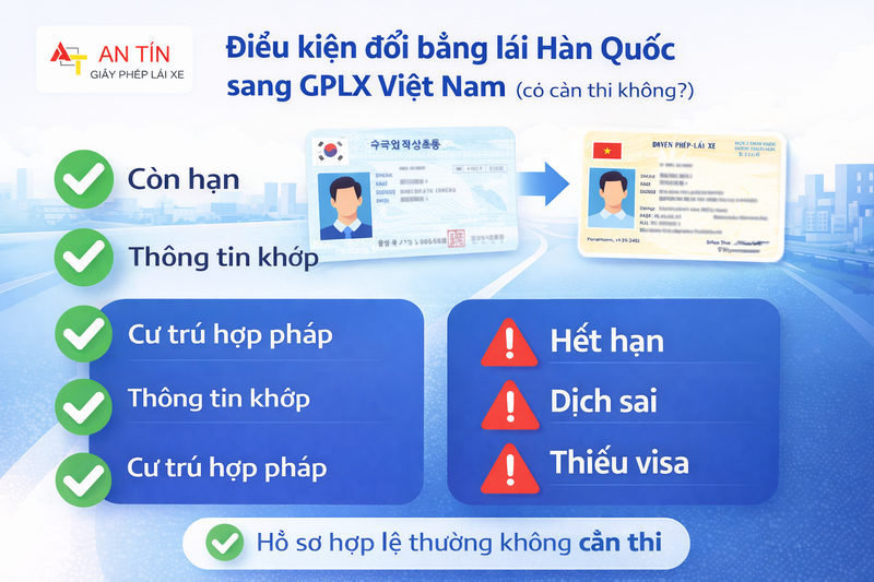 Điều kiện đổi bằng lái Hàn Quốc sang GPLX Việt Nam (có cần thi không?)